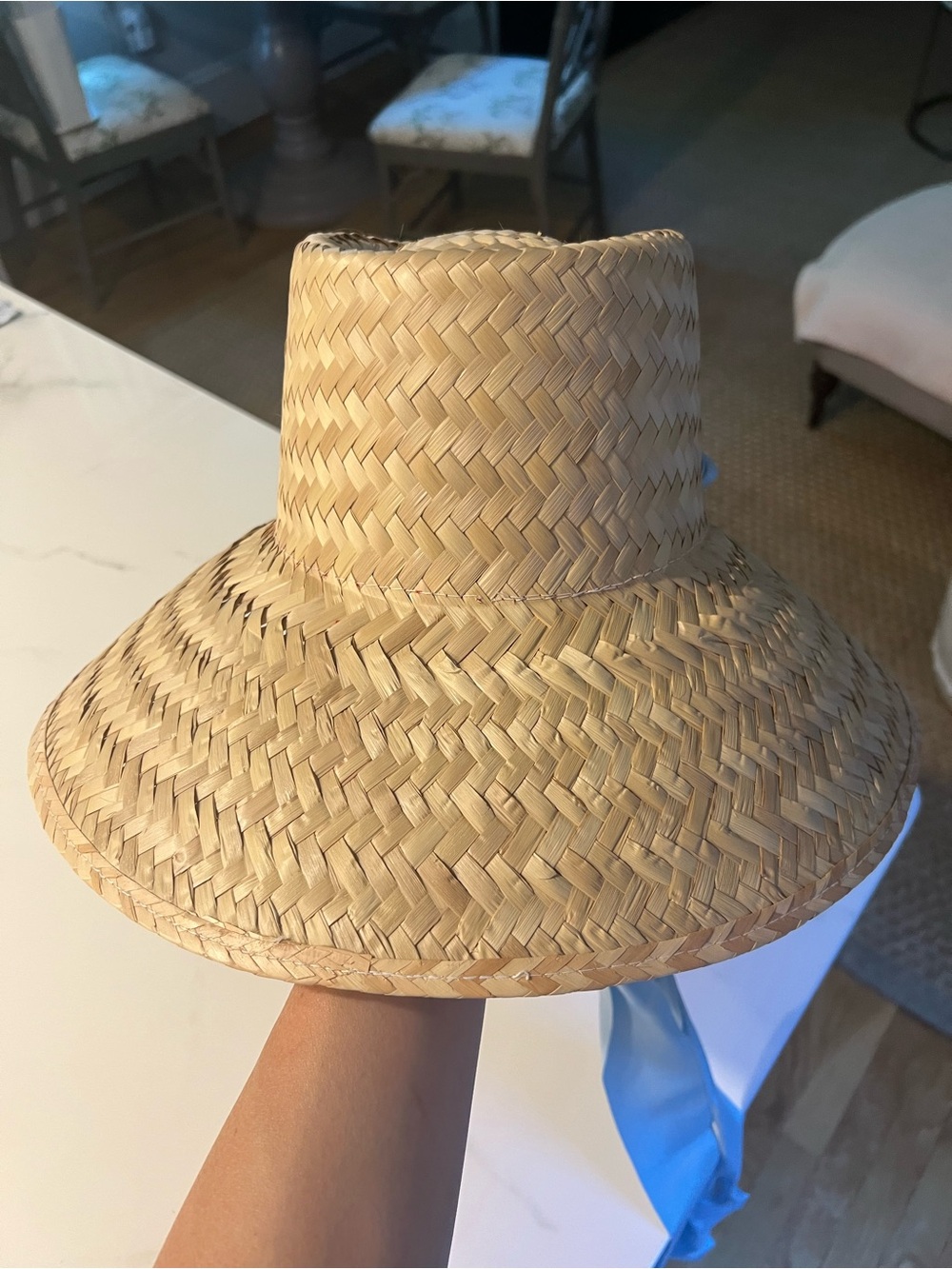 Sarah Bray Bermuda SUN HAT - LONG LIGHT BLUE GROSGRAIN RIBBON - Picture 4 of 5